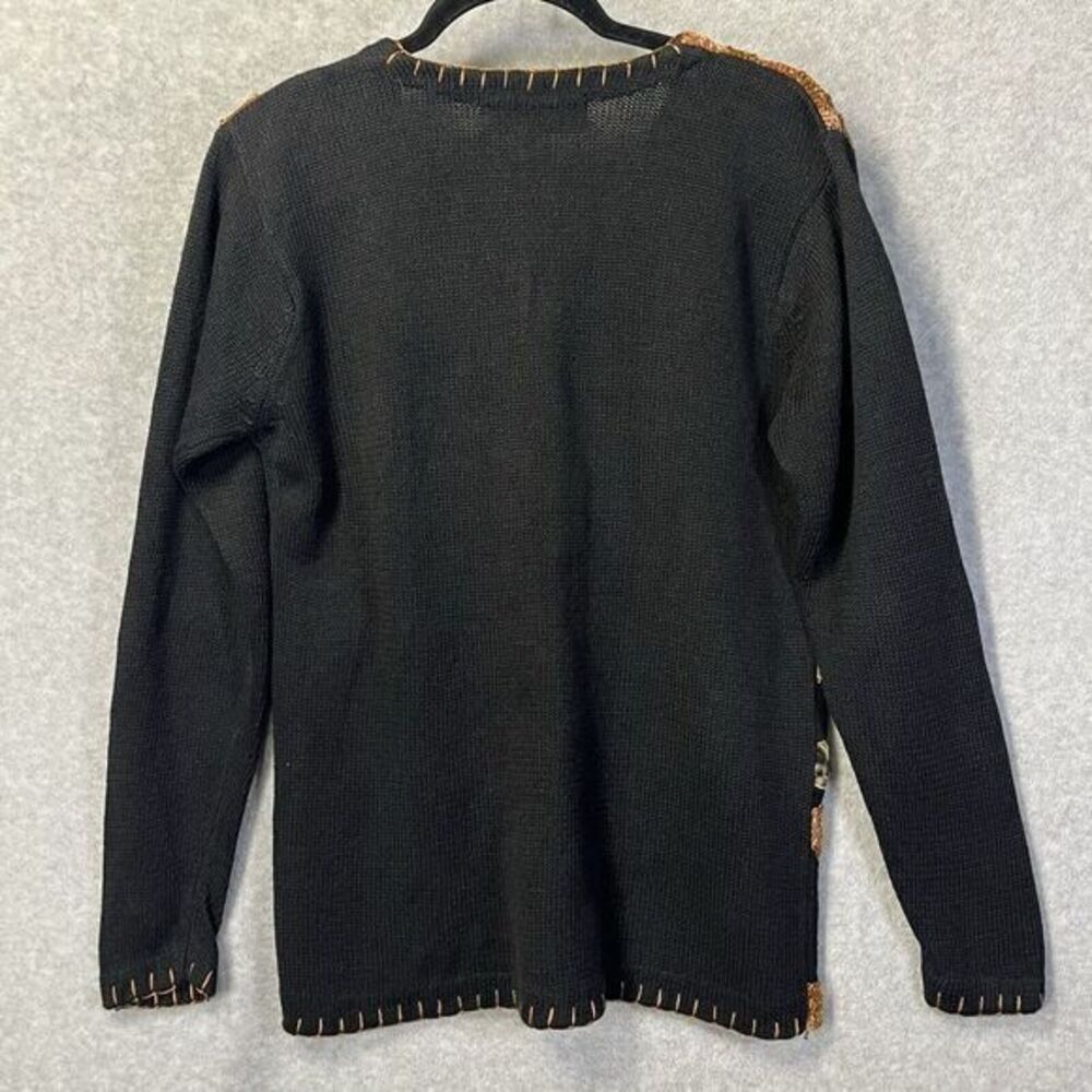 Vintage VICTORIA HARBOUR Safari Cardigan Sweater Animal Print Black Womens Small - Picture 12 of 12
